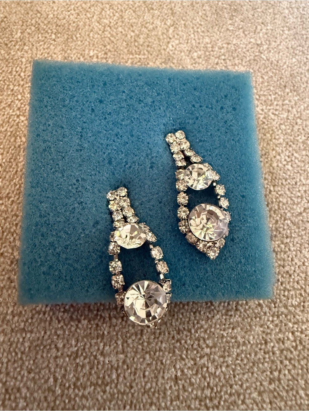 Clear Crystal Drop Earrings with Silver Accents